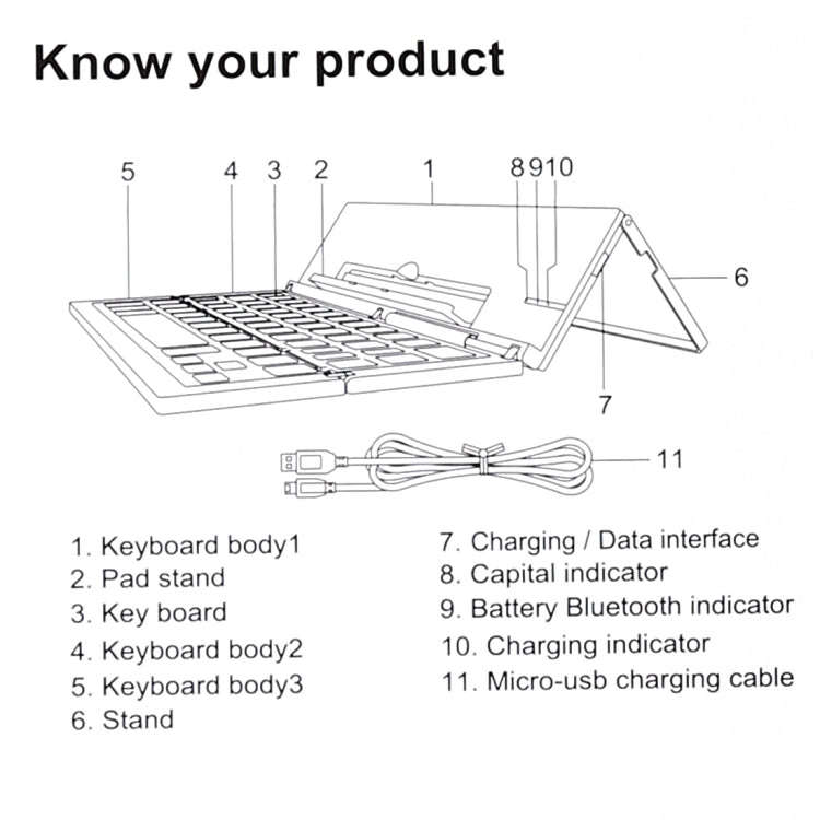 GK608 Ultra-thin Foldable Bluetooth V3.0 Keyboard, Built-in Holder, Support Android / iOS / Windo...