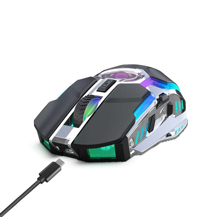 ZERODATE T30 2.4GHz 2400DPI Three-speed Adjustable RGB Backlight Wireless Optical Mouse(Grey)