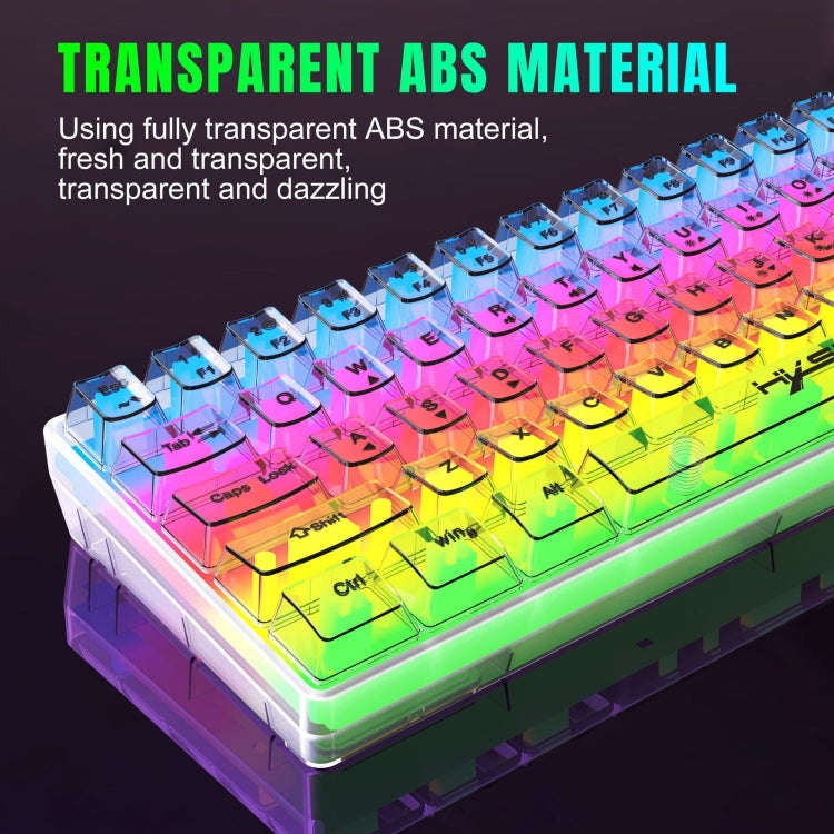 HXSJ V700T 61-key Wired Membrane RGB Backlit Mechanical Keyboard (Transparent)