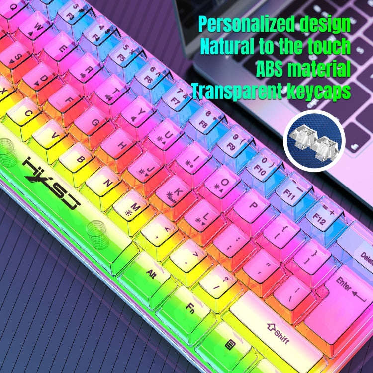 HXSJ V700T 61-key Wired Membrane RGB Backlit Mechanical Keyboard (Transparent)