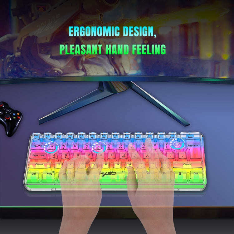 HXSJ V700T 61-key Wired Membrane RGB Backlit Mechanical Keyboard (Transparent)