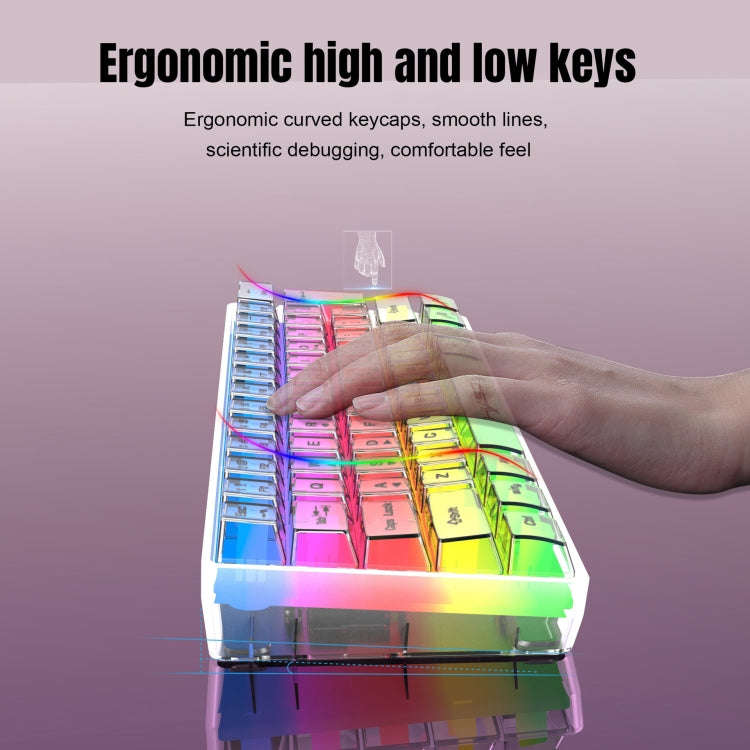 HXSJ V700T 61-key Wired Membrane RGB Backlit Mechanical Keyboard (Transparent)