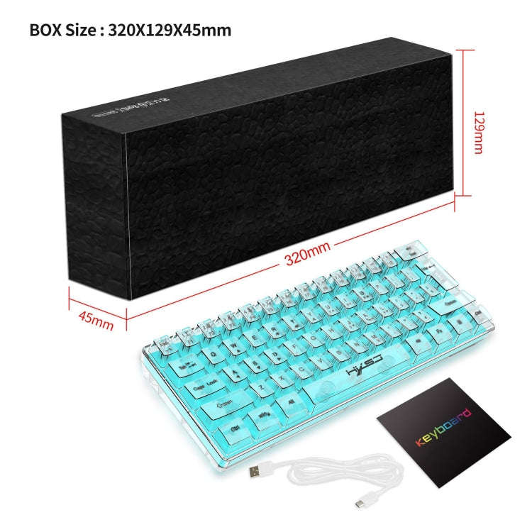 HXSJ V700T 61-key Wired Membrane RGB Backlit Mechanical Keyboard (Transparent)