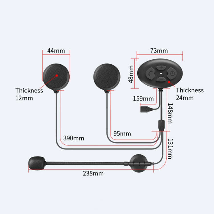 Dier DK12 800m Helmet Wireless Bluetooth Headset 5.0 Waterproof Double Motorcycle Call Headset Wi...