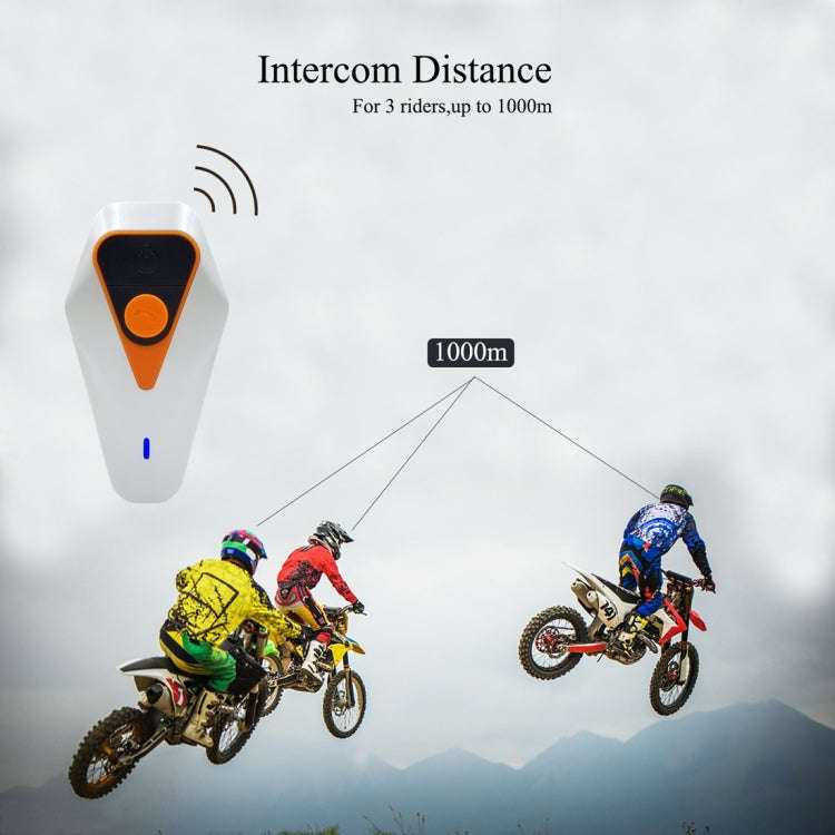 WT002 1000m IPX5 Waterproof Motorcycle 2 Users Full Duplex Talking Bluetooth Intercom Multi-Inter...