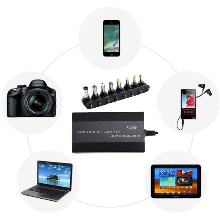 Laptop Notebook Power 100W Universal Charger with Car Charger & AC Power Adapter & 8 Power Adapte...