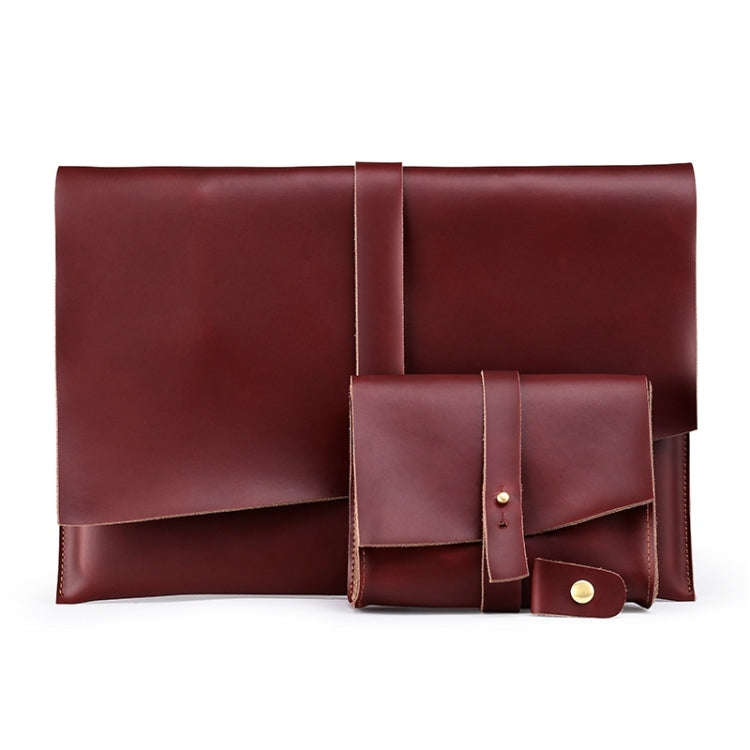 Universal Genuine Leather Business Power Adapter Laptop Tablet Bag with Cable Winder, For 13.3 in...