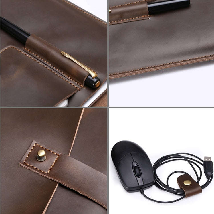 Universal Genuine Leather Business Power Adapter Laptop Tablet Bag with Cable Winder, For 13.3 in...