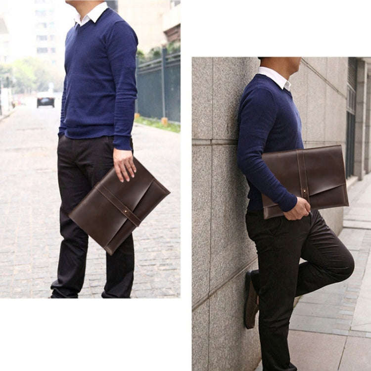 Universal Genuine Leather Business Power Adapter Laptop Tablet Bag with Cable Winder, For 13.3 in...