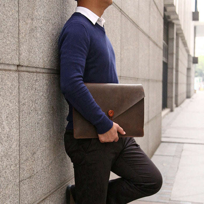 Universal Genuine Leather Business Laptop Tablet Bag, For 13.3 inch and Below Macbook, Samsung, L...