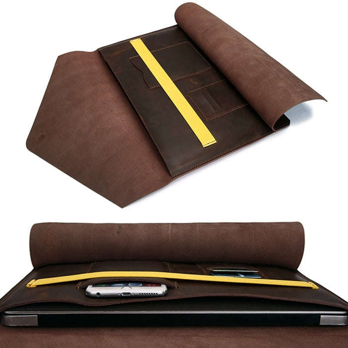 Universal Genuine Leather Business Laptop Tablet Bag, For 13.3 inch and Below Macbook, Samsung, L...