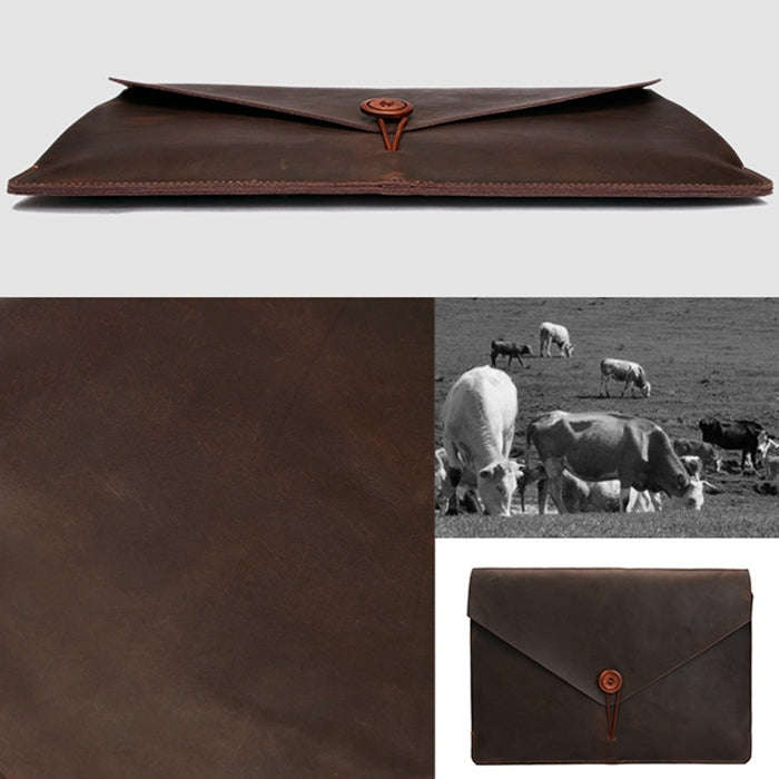 Universal Genuine Leather Business Laptop Tablet Bag, For 15.4 inch and Below Macbook, Samsung, L...