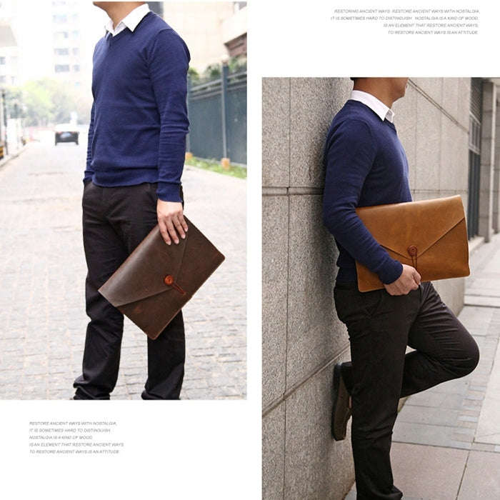 Universal Genuine Leather Business Laptop Tablet Bag, For 15.4 inch and Below Macbook, Samsung, L...