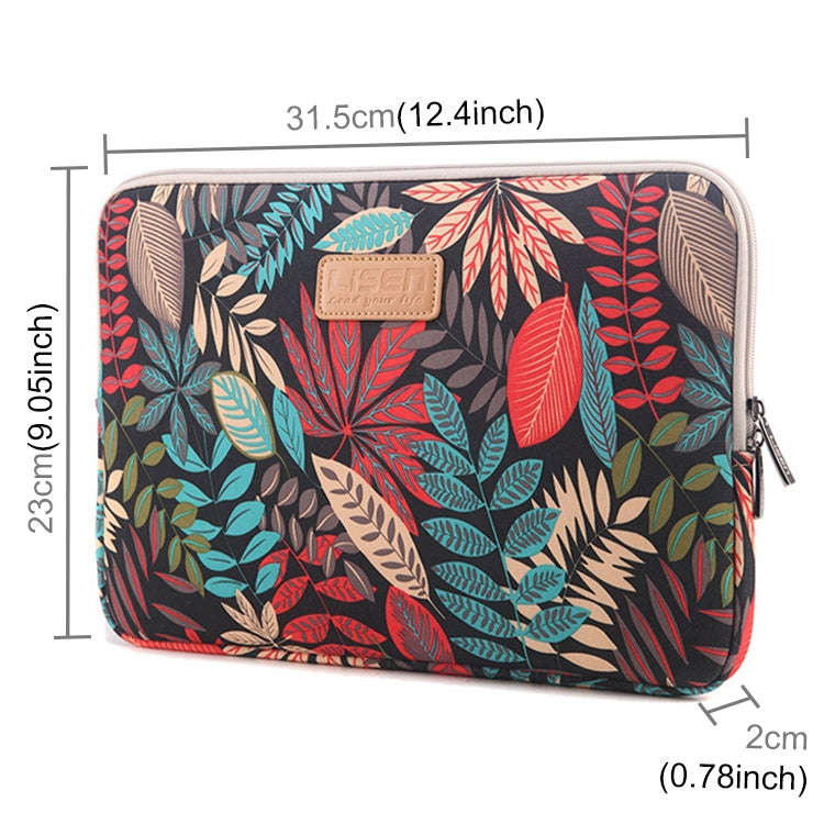 Lisen 12 inch Sleeve Case Colorful Leaves Zipper Briefcase Carrying Bag for iPad, Macbook, Samsun...