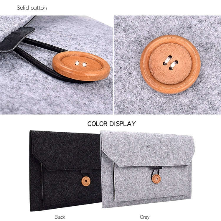 ND06 Multi-purpose Felt Button Laptop Inner Bag for 13.3 inch Laptop(Grey)