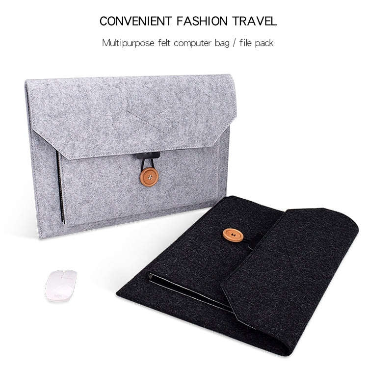 ND06 Multi-purpose Felt Button Laptop Inner Bag for 13.3 inch Laptop(Grey)