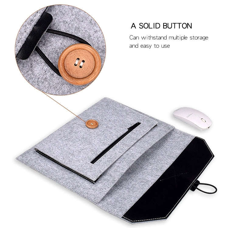 ND06 Multi-purpose Felt Button Laptop Inner Bag for 13.3 inch Laptop(Grey)