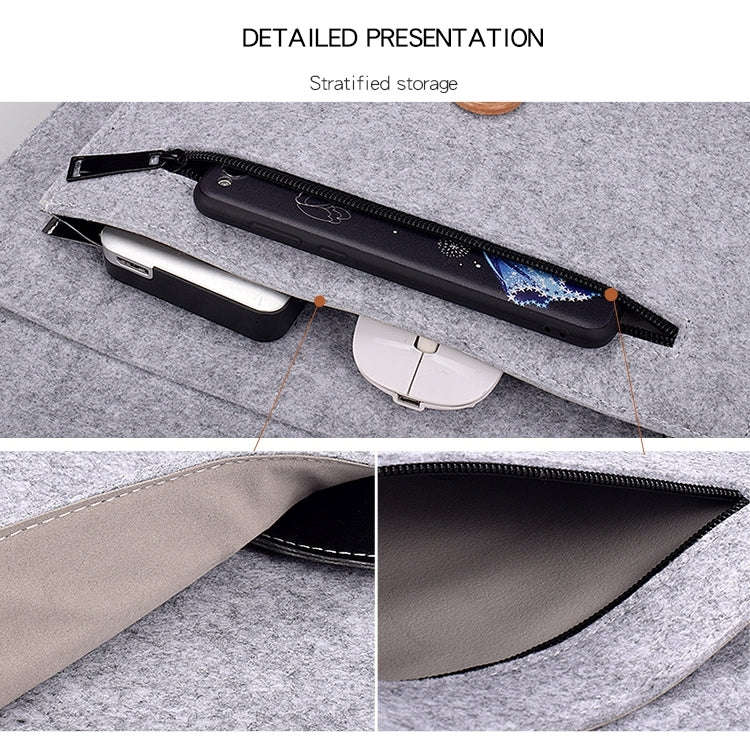 ND06 Multi-purpose Felt Button Laptop Inner Bag for 13.3 inch Laptop(Grey)