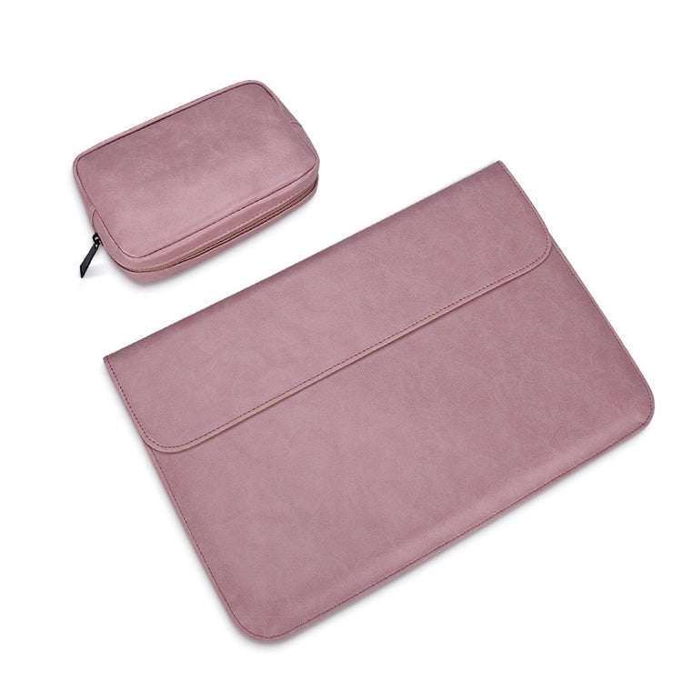 PU01S PU Leather Horizontal Invisible Magnetic Buckle Laptop Inner Bag for 15.4 inch laptops, wit...