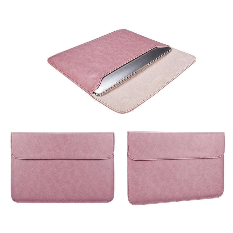 PU01S PU Leather Horizontal Invisible Magnetic Buckle Laptop Inner Bag for 15.4 inch laptops, wit...