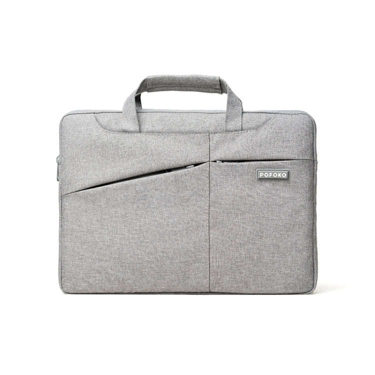 POFOKO A520 Series 14-15.4 inch Multi-functional Laptop Handbag with Trolley Case Belt (Grey)