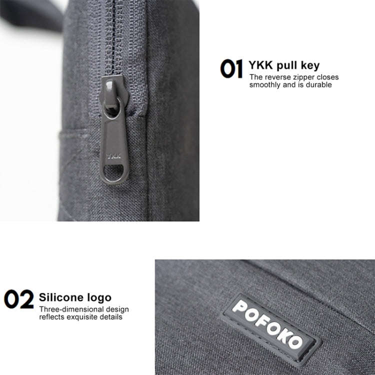 POFOKO A520 Series 14-15.4 inch Multi-functional Laptop Handbag with Trolley Case Belt (Grey)