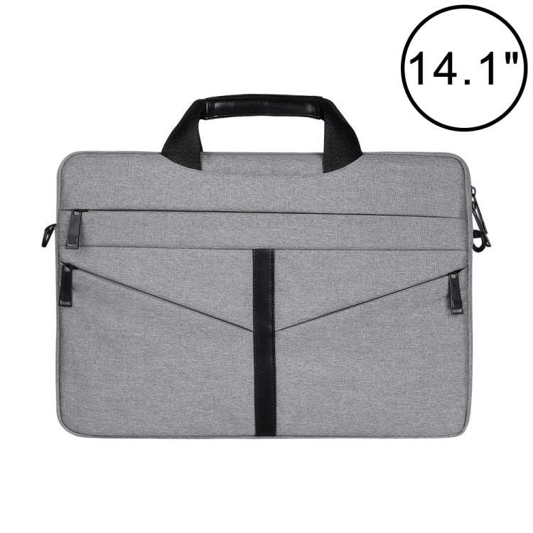 14.1 inch Breathable Wear-resistant Fashion Business Shoulder Handheld Zipper Laptop Bag with Sho...