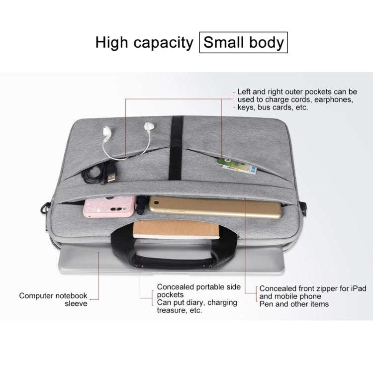 14.1 inch Breathable Wear-resistant Fashion Business Shoulder Handheld Zipper Laptop Bag with Sho...