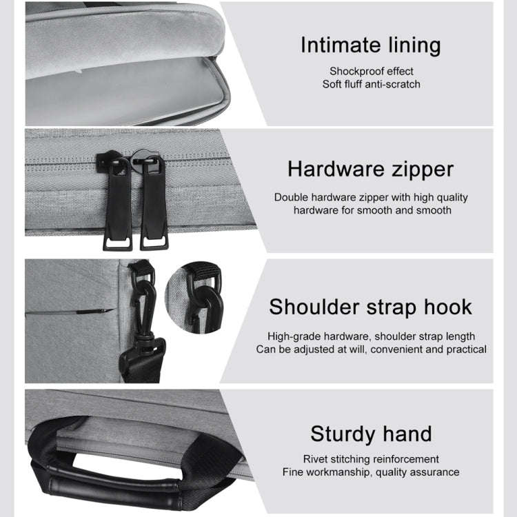 14.1 inch Breathable Wear-resistant Fashion Business Shoulder Handheld Zipper Laptop Bag with Sho...