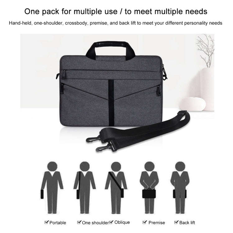 14.1 inch Breathable Wear-resistant Fashion Business Shoulder Handheld Zipper Laptop Bag with Sho...
