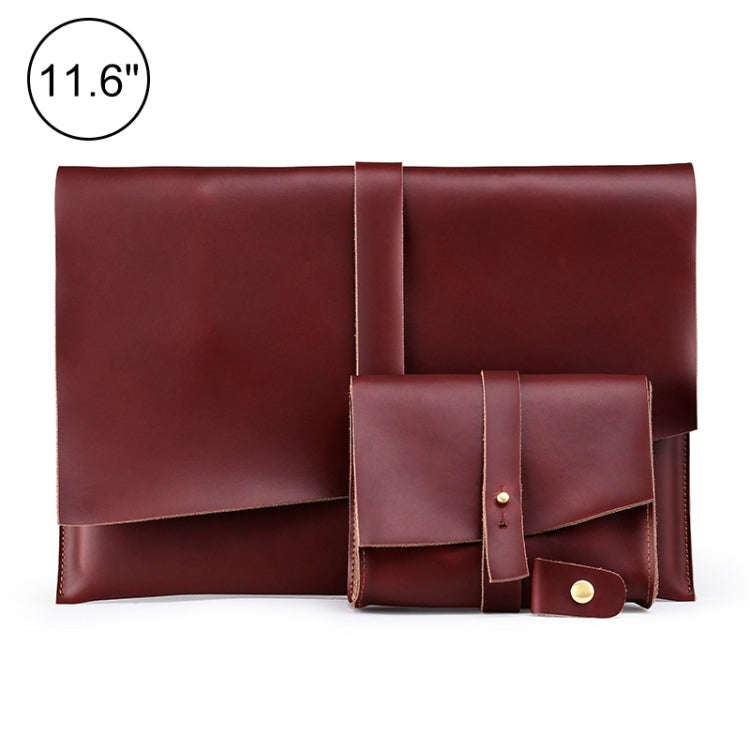 Universal Genuine Leather Business Power Adapter Laptop Tablet Bag with Cable Winder, For 11.6 in...
