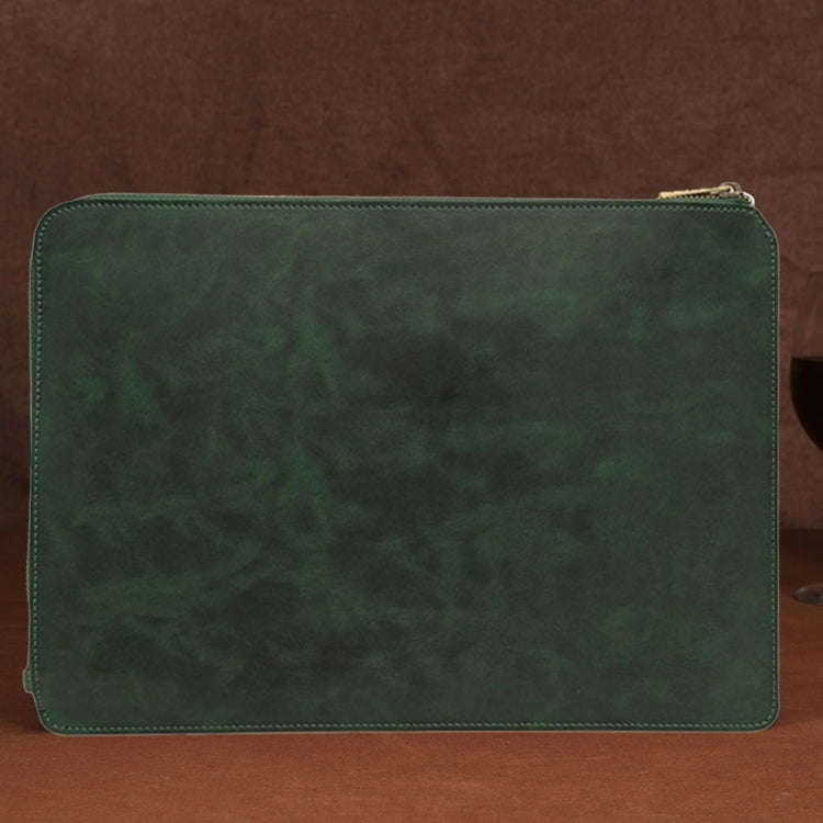 11.6 inch Genuine Leather Zipper Laptop Tablet Bag, For Macbook, Samsung, Lenovo, Sony, DELL Alie...
