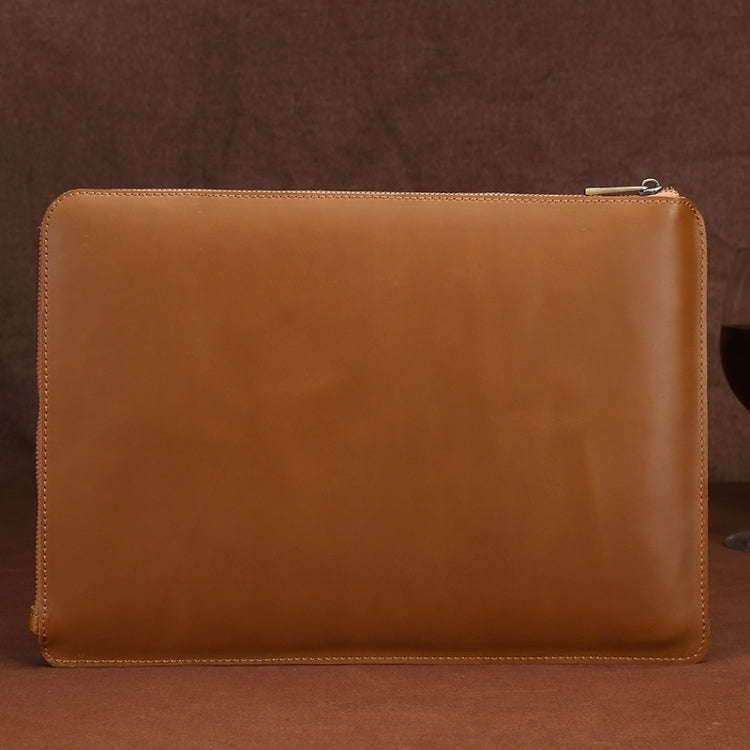 11.6 inch Genuine Leather Zipper Laptop Tablet Bag, For Macbook, Samsung, Lenovo, Sony, DELL Alie...