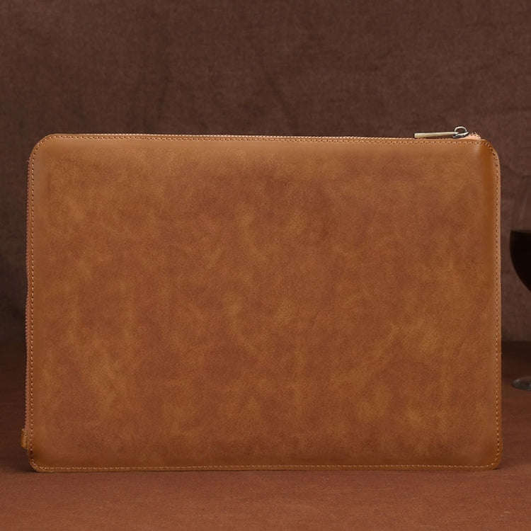 11.6 inch Genuine Leather Zipper Laptop Tablet Bag, For Macbook, Samsung, Lenovo, Sony, DELL Alie...