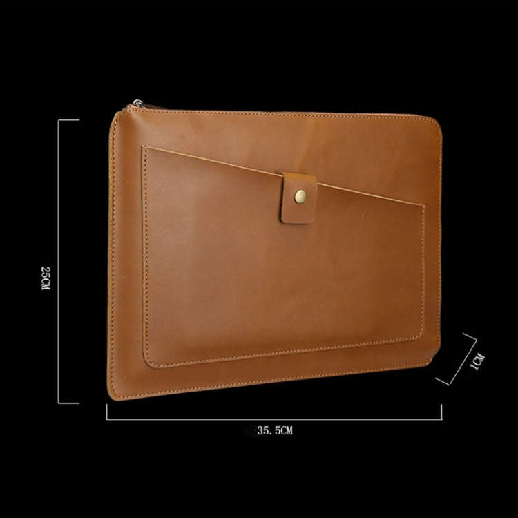 11.6 inch Genuine Leather Zipper Laptop Tablet Bag, For Macbook, Samsung, Lenovo, Sony, DELL Alie...
