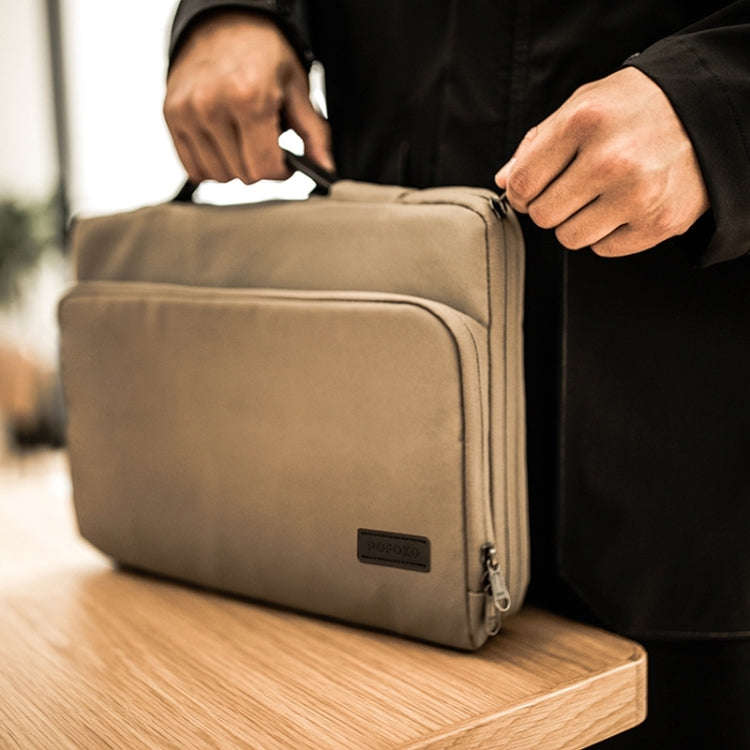 POFOKO E550 13 inch Portable Waterproof Polyester Laptop Handbag(Khaki)
