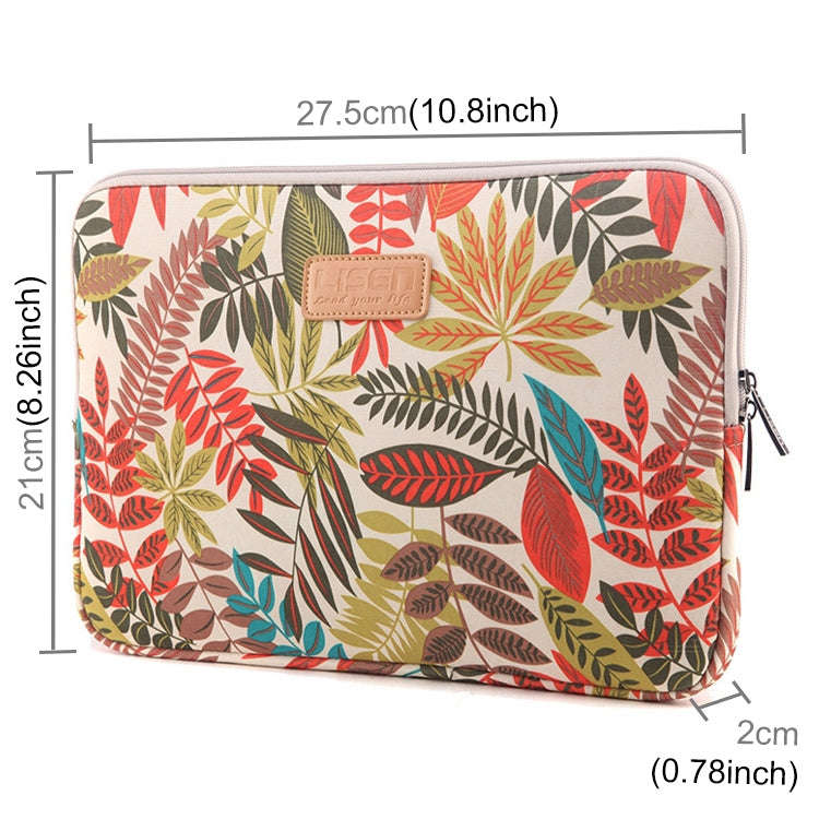 Lisen 9.8 inch Sleeve Case Colorful Leaves Zipper Briefcase Carrying Bag(White)