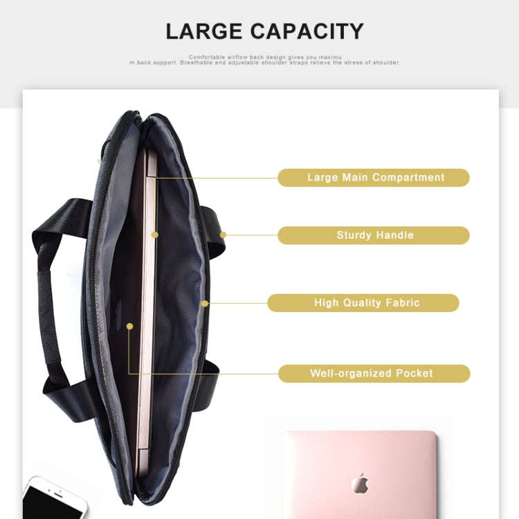 OSOCE S63 Breathable Wear-resistant Shoulder Handheld Zipper Laptop Bag For 15 inch and Below Mac...