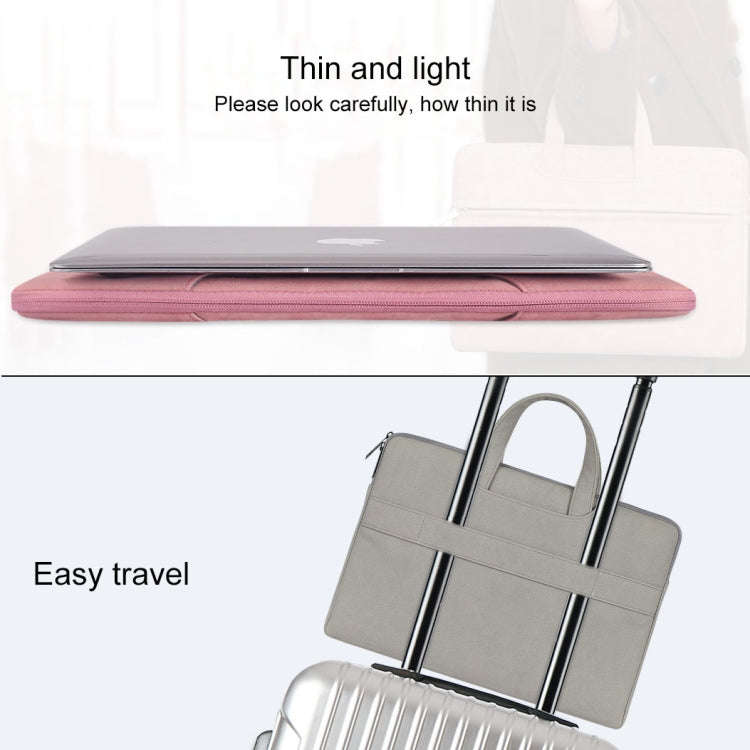 ST06 Waterproof PU Leather Zipper Hidden Portable Strap One-shoulder Handbag for 14.1 inch Laptop...