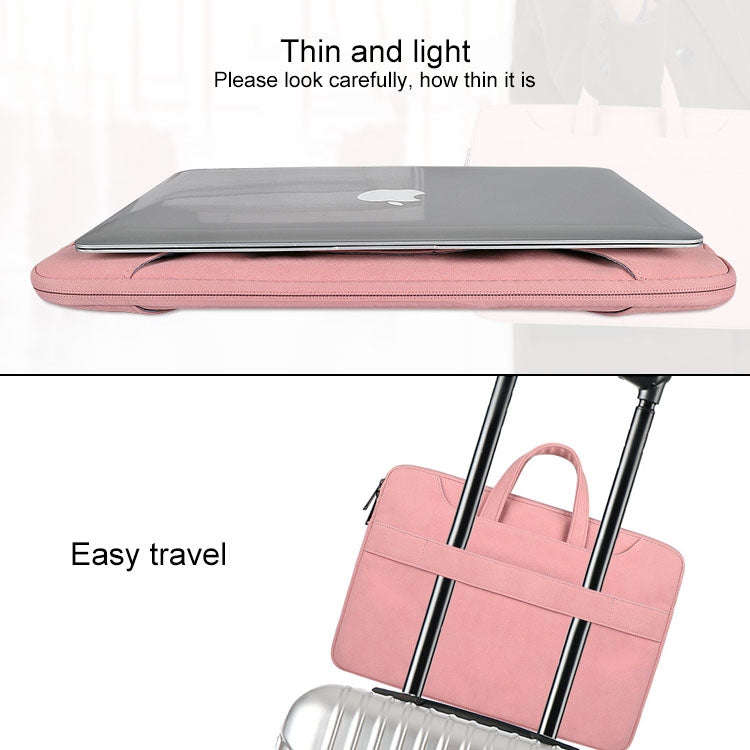 ST06S Waterproof PU Leather Zipper Hidden Portable Strap One-shoulder Handbag for 14.1 inch Lapto...