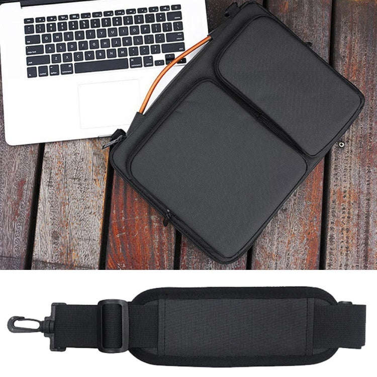 Nylon Waterproof Laptop Handbag Bag for 13-14 inch Laptops with Trunk Trolley Strap (Black)