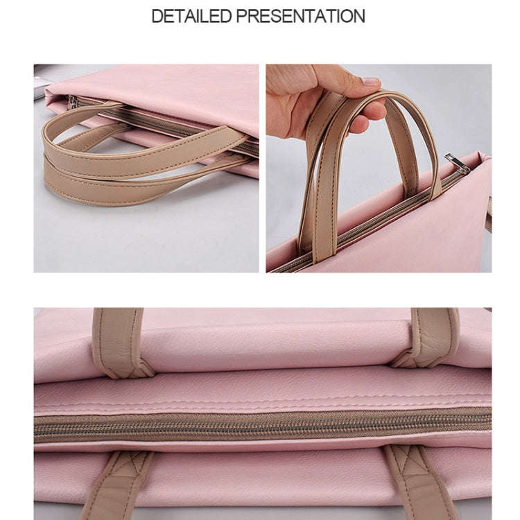 PU Waterproof Laptop Handbag Crossbody Bag for 13.3 inch Laptops(Pink)