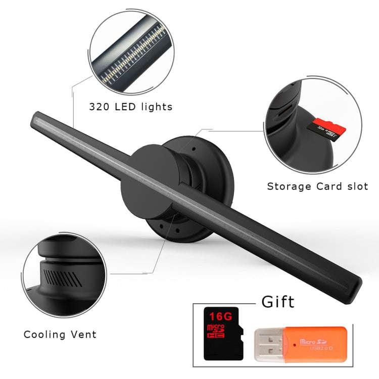 42cm Diameter 3D Holographic Display, WiFi App Control, 640 x 640 Pixels Resolution 320 LEDs Bill...