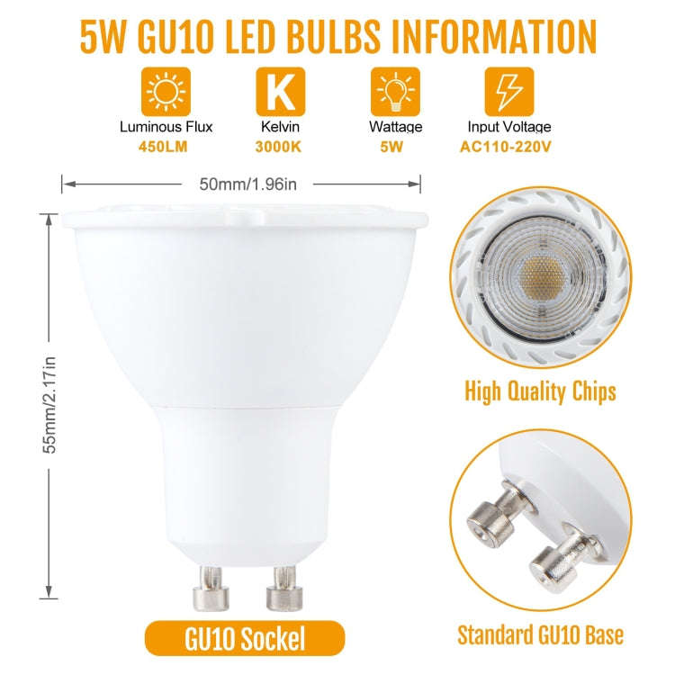 GU10-7LED 5W 2835COB LED Spotlight, AC110-220V (Warm White)