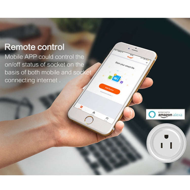10A Round Shape WiFi Mini Plug APP Remote Control Timing Smart Socket Works with Alexa & Google H...