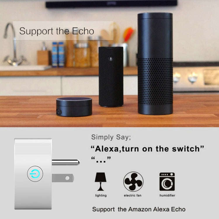 10A Round Shape WiFi Mini Plug APP Remote Control Timing Smart Socket Works with Alexa & Google H...