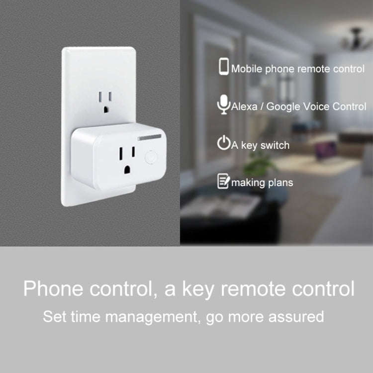 10A WiFi 2.4GHz APP Remote Control Timing Smart Socket Works with Alexa & Google Home, AC 110-250...