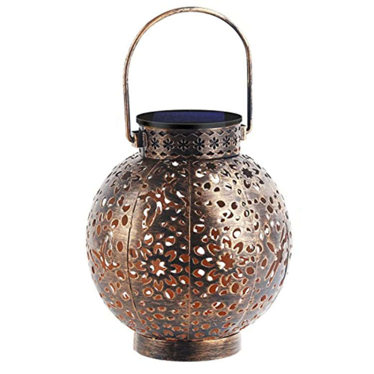 SZ-20004 Solar Lantern Wrought Iron Hollow Lawn Lamp Outdoor Garden Decorative Lamp(Bronze)