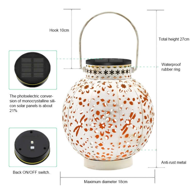 SZ-20004 Solar Lantern Wrought Iron Hollow Lawn Lamp Outdoor Garden Decorative Lamp(Bronze)