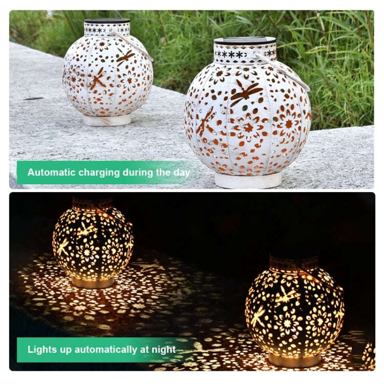 SZ-20004 Solar Lantern Wrought Iron Hollow Lawn Lamp Outdoor Garden Decorative Lamp(Bronze)